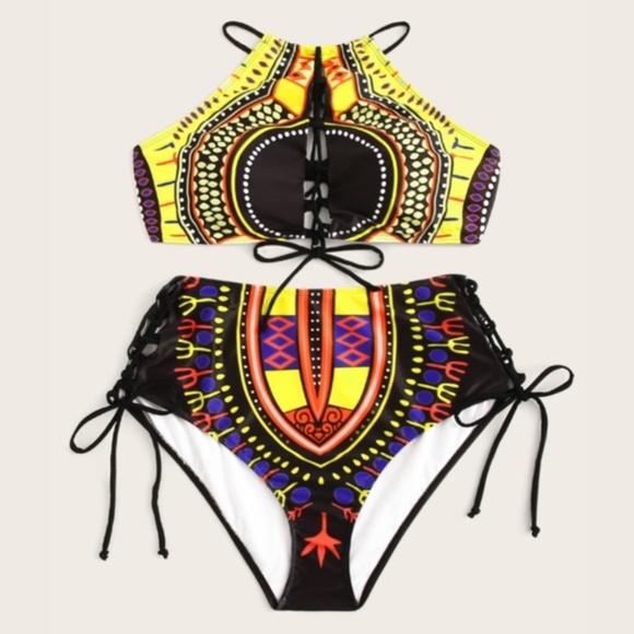Angry Kitty Other - Tribal Neon Bikini -Plus Size